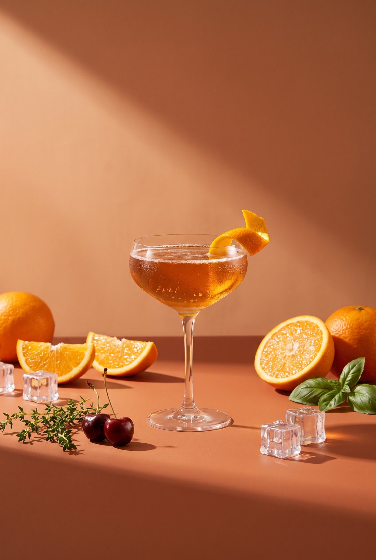 Sprizzini bergamot spritz surrounded by fresh ingredients
